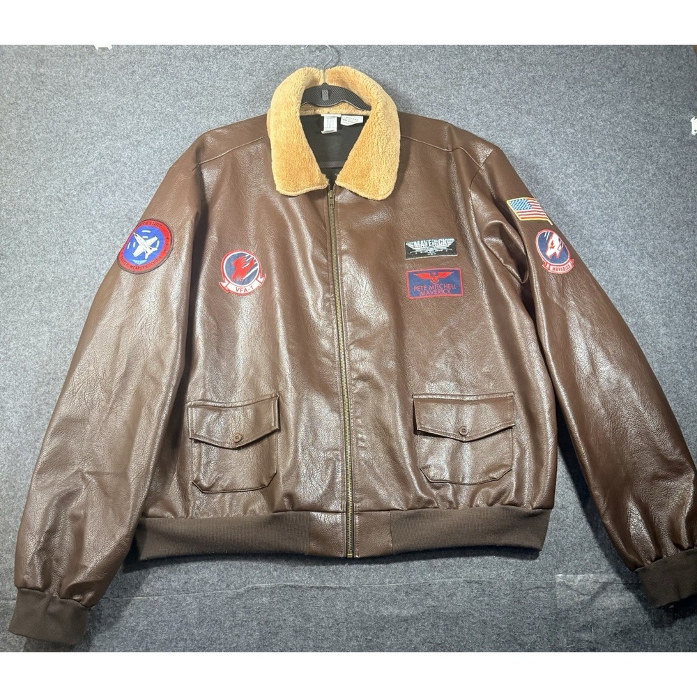 Top Gun Maverick Faux Leather Bomber Jacket Adult Plus 2XL